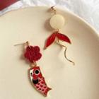 Non-matching Alloy Carp Fish Dangle Earring 1 Pair - As Shown In Figure - One Size