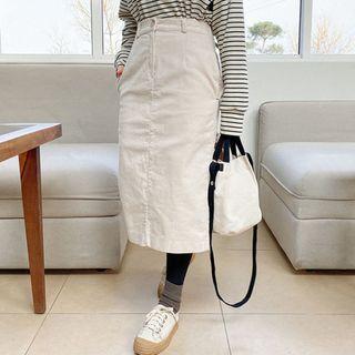 Plus Size Band-waist Corduroy H-line Skirt