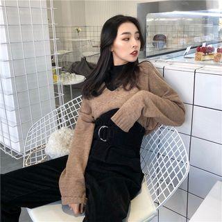 Plain Corduroy High-waist Harem Pants