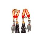 Fashion Creative Plated Gold Enamel Cartoon Character Crystal Shoe Earrings With Cubic Zirconia Golden - One Size