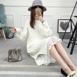 Long-sleeve Rip Knit Midi Dress
