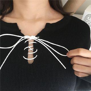 Tie Neck Knit Pullover