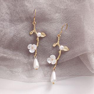 Flower Branches Faux Pearl Dangle Earring