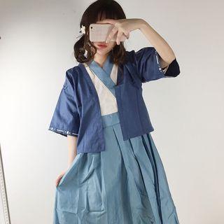 Short-sleeve A-line Dress / Short-sleeve Jacket / Set: Short-sleeve A-line Dress + Short-sleeve Jacket