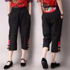 Embroidery Panel Cropped Pants