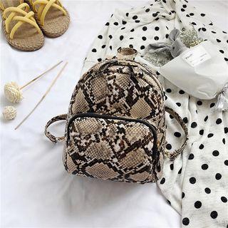 Faux Leather Snake Print Backpack