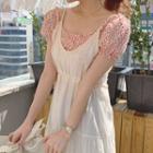 Short-sleeve Floral Print Top / Midi Overall Dress