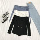 Off-shoulder Long-sleeve Double-breasted Top