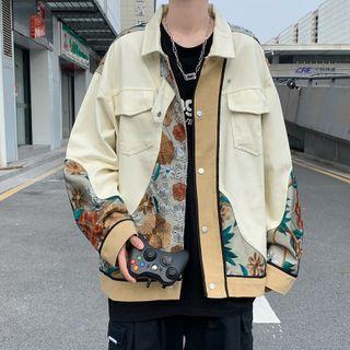 Flower Embroidered Panel Jacket