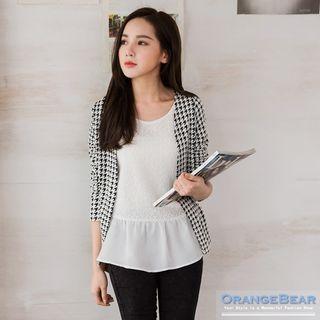 Set: Houndstooth Jacket + Lace Top