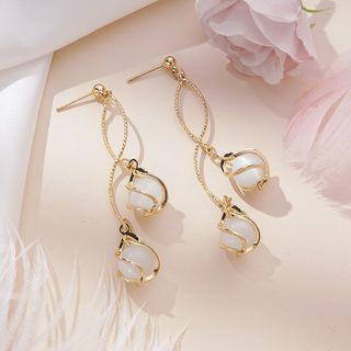 Faux Cat Eye Stone Alloy Dangle Earring