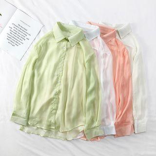 Loose-fit Sheer Chiffon Shirt