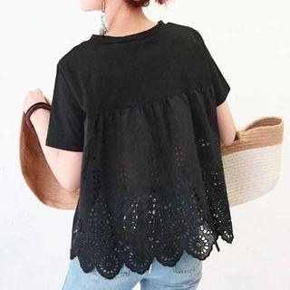 Short Sleeve Plain T-shirt Black - One Size