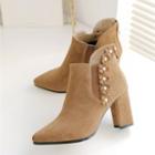 Genuine-leather Applique Jewelry Shoe Boots