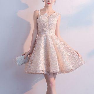 Spaghetti-strap Asymmetrical Mini A-line Prom Dress