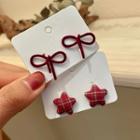 Bow / Plaid Heart Fabric Earring