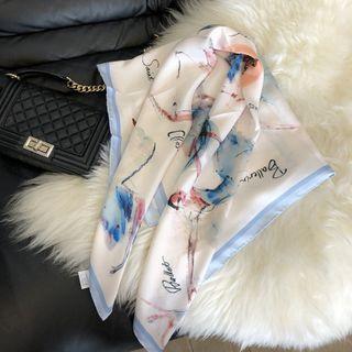 Printed Satin Scarf As Shown In Figure - One Size
