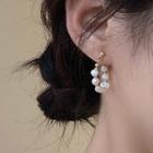 Freshwater Pearl Alloy Dangle Earring 1 Pair - Silver Stud - White - One Size