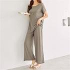 Set: Layered Top + Band-waist Pants