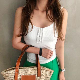 Snap-button Ribbed Camisole Top