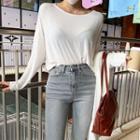Round-neck Cropped Silky T-shirt