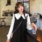 Mock Two-piece Long-sleeve Button-front Dress