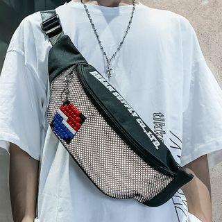 Paneled Tie-dyed Sling Bag