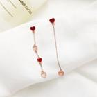 Non-matching Alloy Heart Dangle Earring Silver Needle - As Shown In Figure - One Size