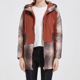 Hood Plaid Zip Coat