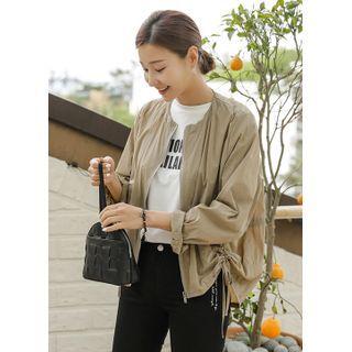 Round-neck Drawstring Zip-up Jacket