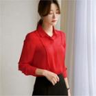 Pintuck-front Sheer Blouse