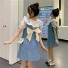 Plain Blouse / Washed Bow A-line Dress