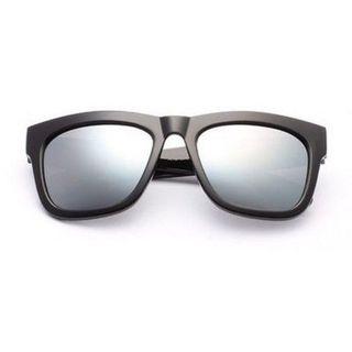 Thick Frame Sunglasses Reflective Lens - Frame - Bright Black - One Size