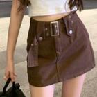 High-waist A-line Cargo Mini Skirt