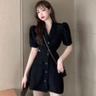 Single Breasted Short-sleeve A-line Dress