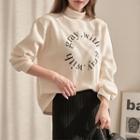Turtle-neck Letter-printed Sweatshirt