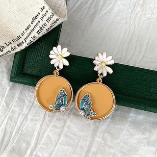 Glaze Flower & Butterfly Dangle Earring