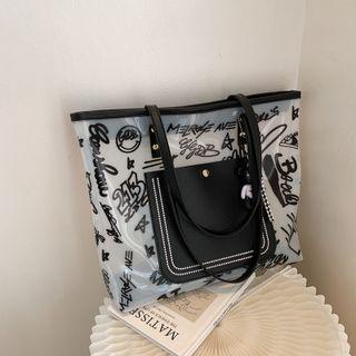 Set: Print Pvc Tote Bag + Pouch