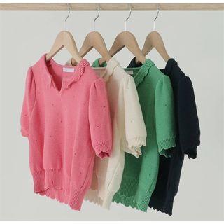 Plain Frill Knit Top