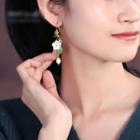 Retro Flower Gemstone Dangle Earring