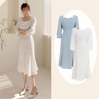 3/4 Sleeve Square Neck Mermaid Dress