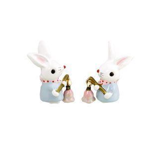 Simple And Cute Plated Gold Enamel Blue Rabbit Stud Earrings Golden - One Size