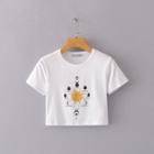 Sun Print Short-sleeve Cropped T-shirt