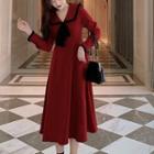 Long-sleeve Contrast Trim Collared Dress