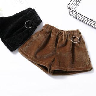 Ring Detail Velvet Wide Leg Shorts