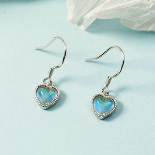 Heart Drop Earring 1 Pair - Blue - One Size