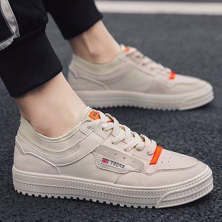Faux Leather Contrast Color Accent Sneakers