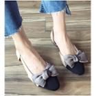Bow Color Panel Faux Leather Flats