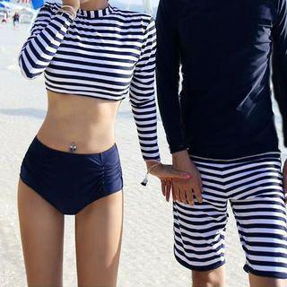 Set: Long-sleeve Striped Rashguard + Water Pants