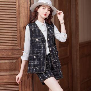 Plaid Tweed Vest / Shorts / Set
